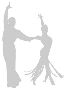 Silhouette of couple dancing the tango.
